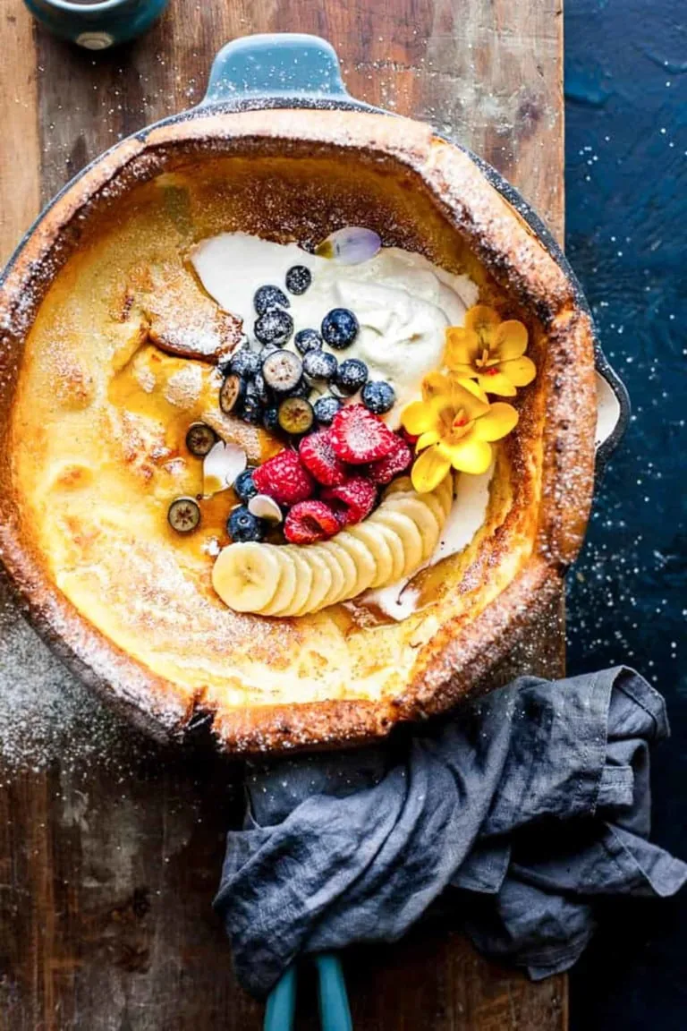 fruit and maple buttermilk dutch baby pancake