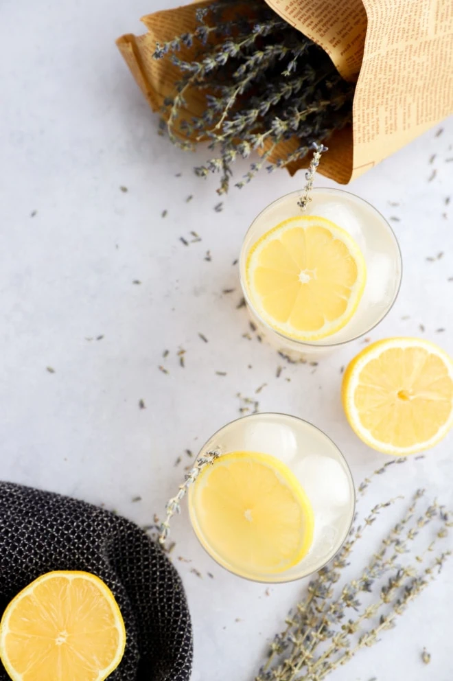 Dried flowers with lemons for vodka drink