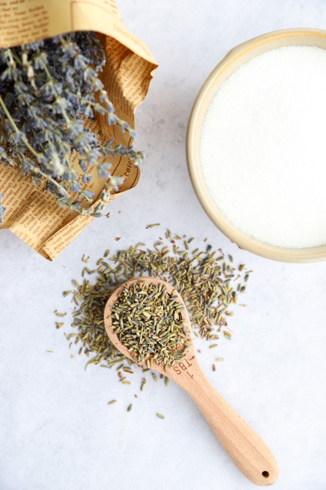 Ingredients image for lavender simple syrup