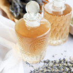 Lavender simple syrup in glass bottles image