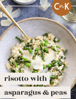 Risotto with asparagus and peas risotto Pinterest image