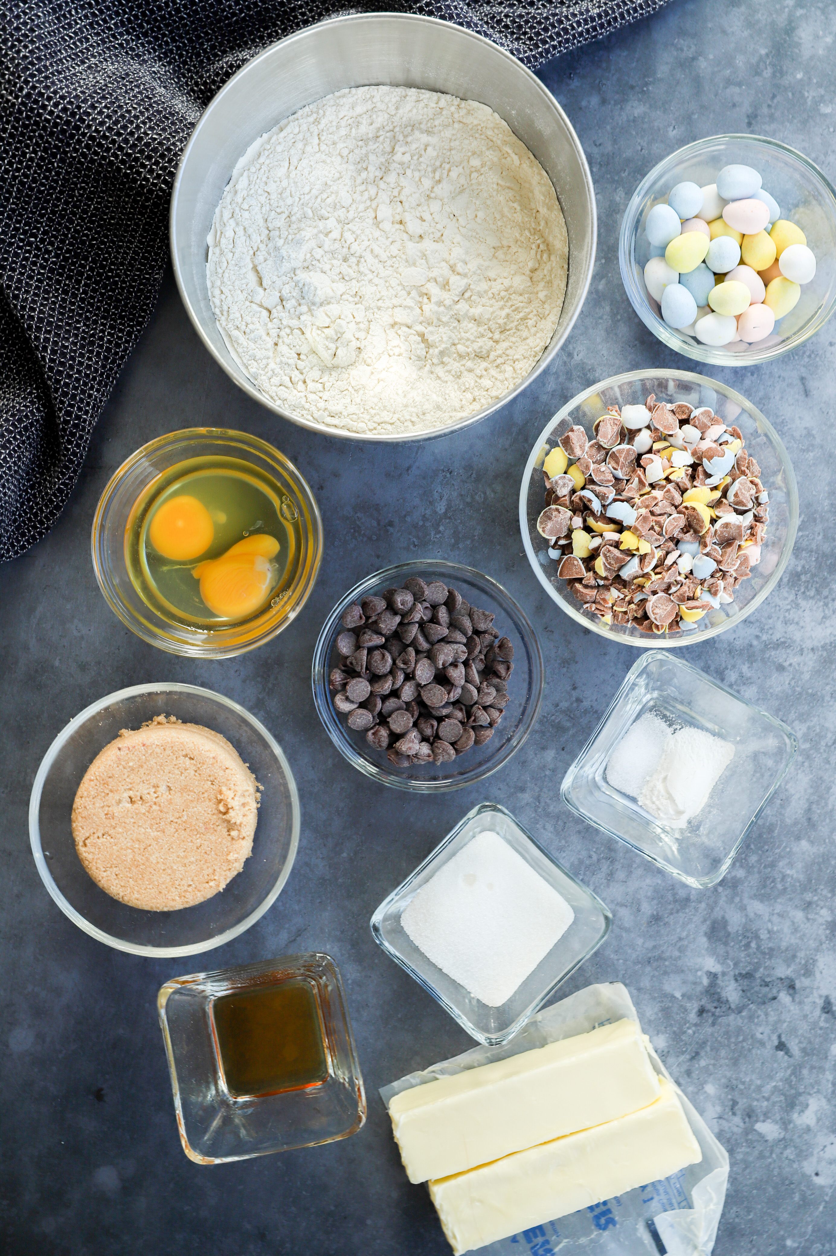 Mini Eggs Cookies Ingredients in bowls