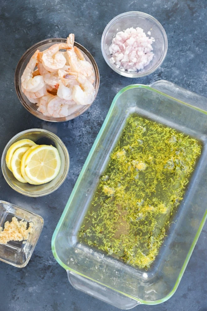 Ingredients for lemon garlic pasta with shrimp picture