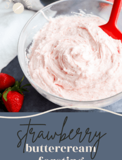Strawberry buttercream frosting Pin image