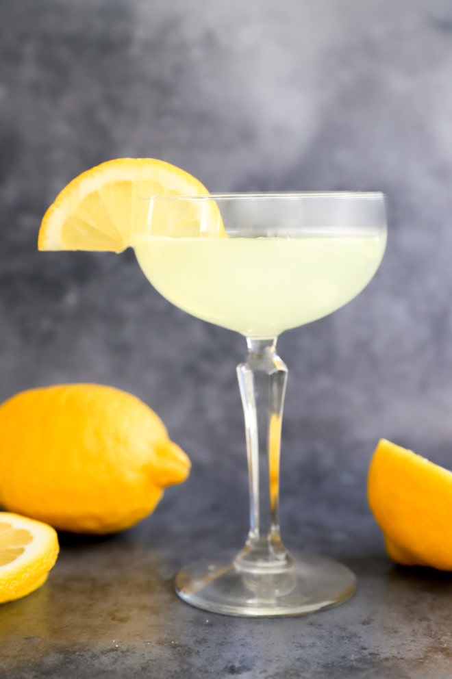 vodka lemon drop cocktail in coupe glass image