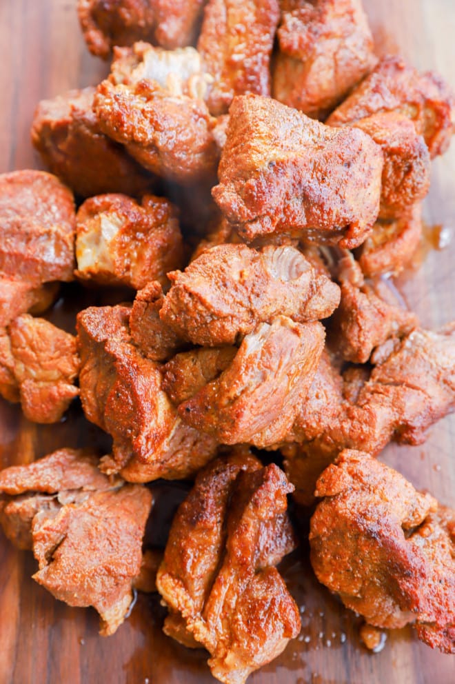 Cooked Instant Pot pork on cutting board image