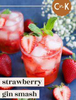 Strawberry Gin Smash Cocktail Pinterest Graphic