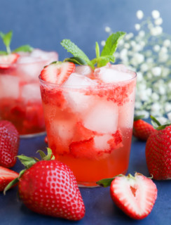 Strawberry gin cocktail image in glass
