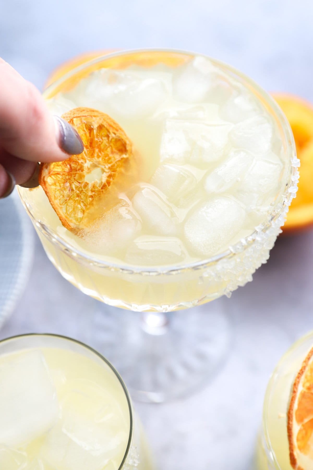 Dried orange slice garnish for a cocktail image