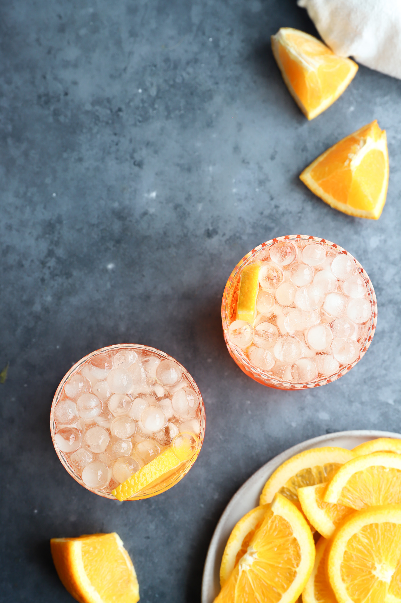 Overhead image of Italian aperitif cocktail