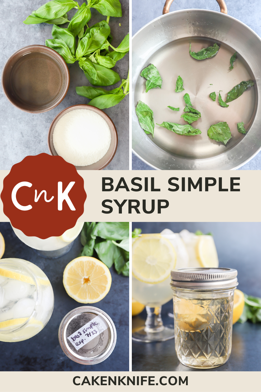 Basil simple syrup Pinterest picture