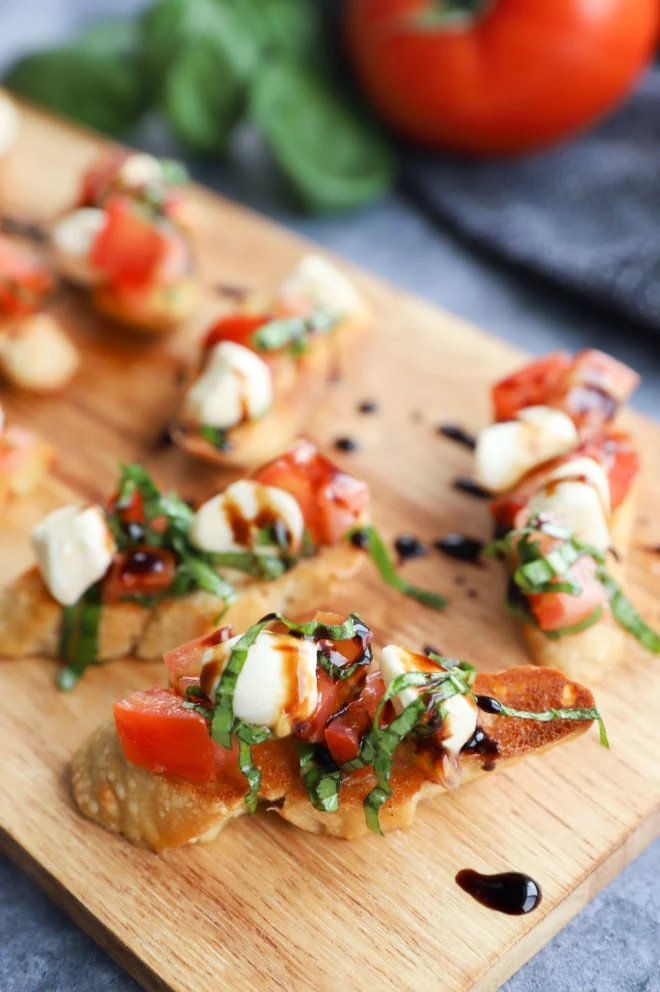 Caprese bruschetta on serving platter image