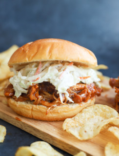 Spicy pulled chicken burger hero image