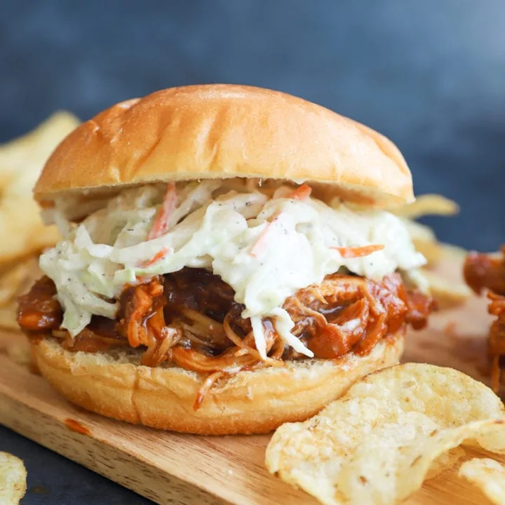 Spicy pulled chicken burger hero image