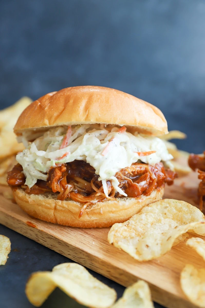 Spicy pulled chicken burger hero image