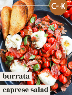 Caprese burrata salad pin photo