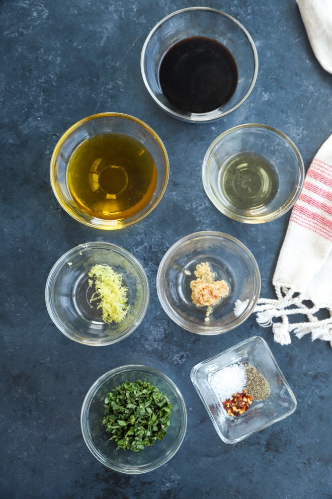 Ingredients for burrata caprese dressing image