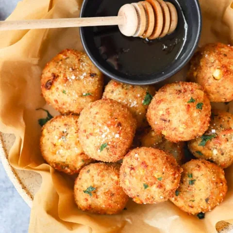 cheese corn balls in bowl image