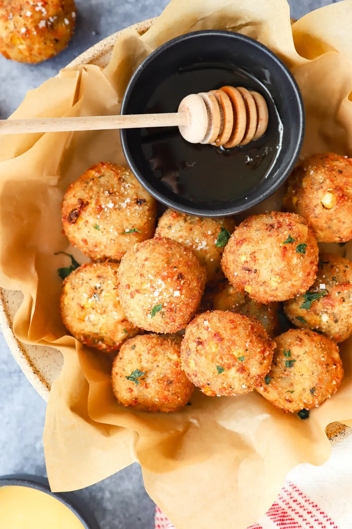 cheese corn balls in bowl image