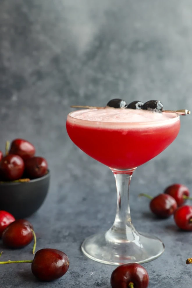 Cherry vodka sour in coupe glass picture