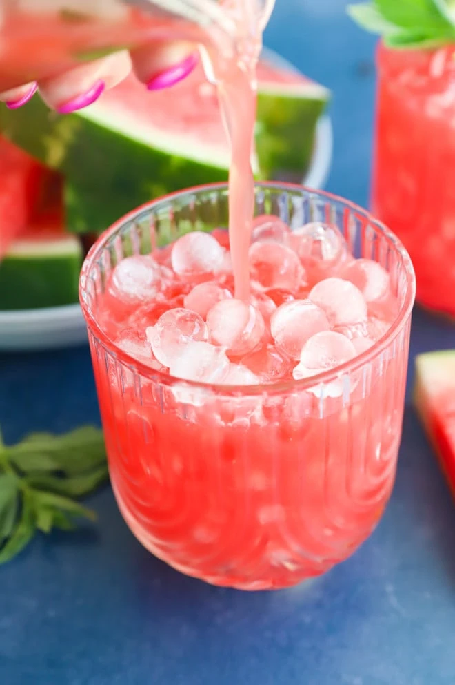 Picture of making a watermelon gin cocktail