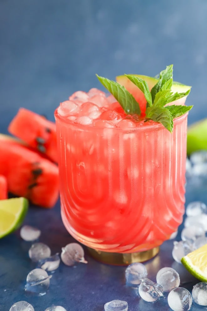 watermelon gin cocktail in a glass image