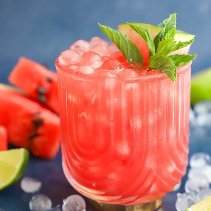 watermelon gin cocktail in a glass image