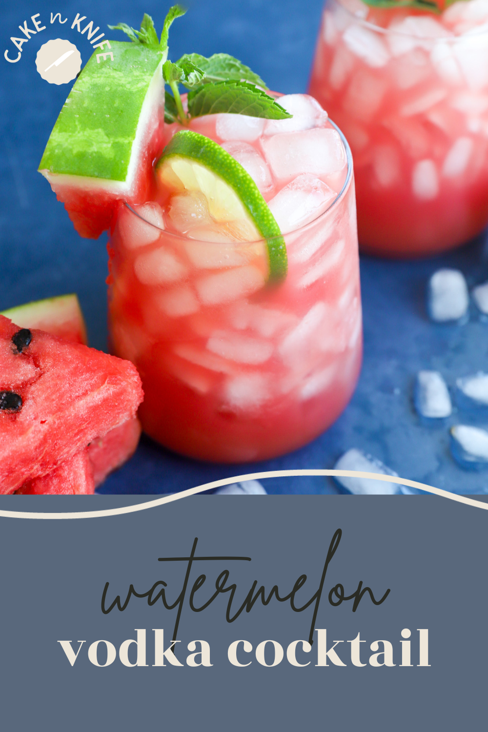 Watermelon vodka cocktail Pin image