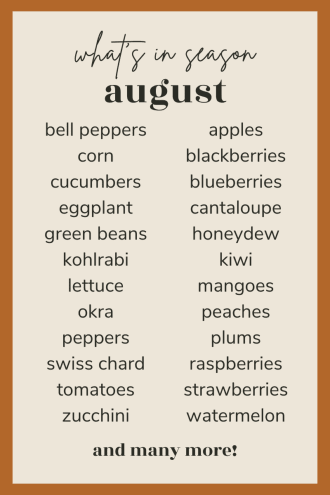 What's in season in august pinterest image