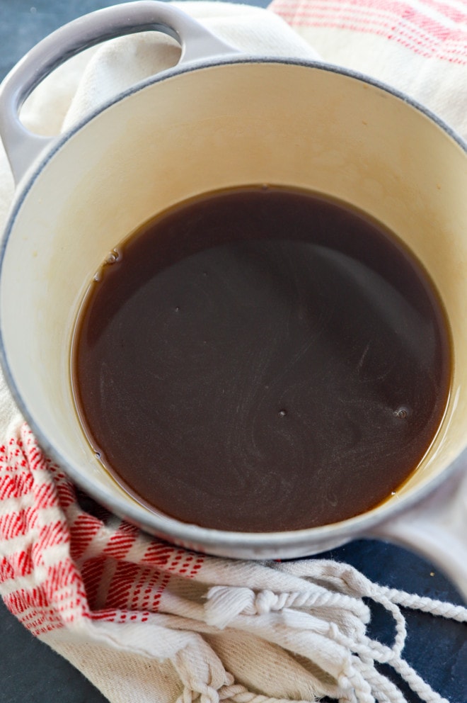 Making syrup in a saucepan