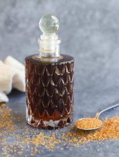 Demerara simple syrup in a bottle