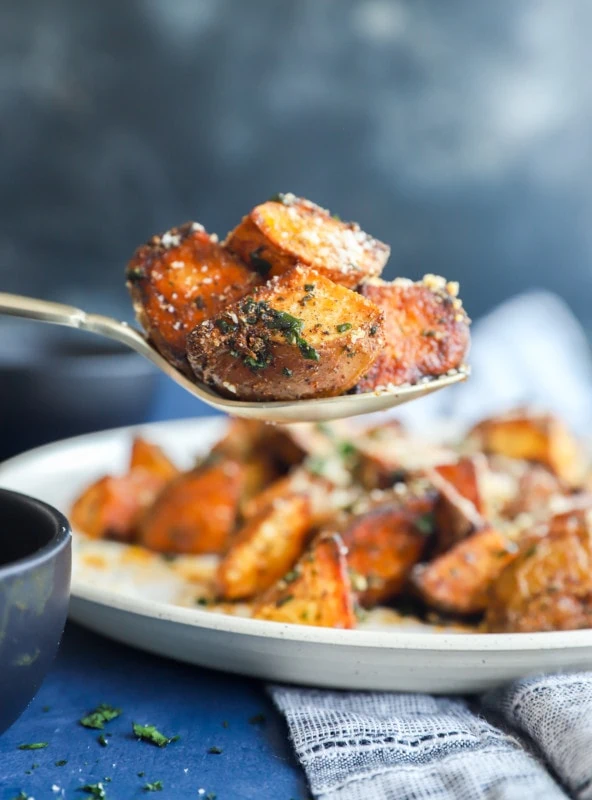 Fried mexican potatoes on spoon image