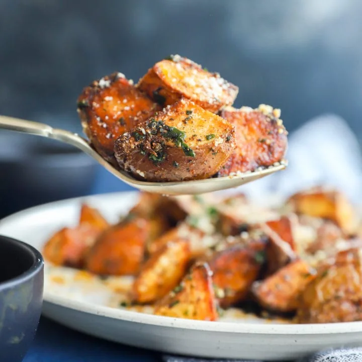 Fried mexican potatoes on spoon image