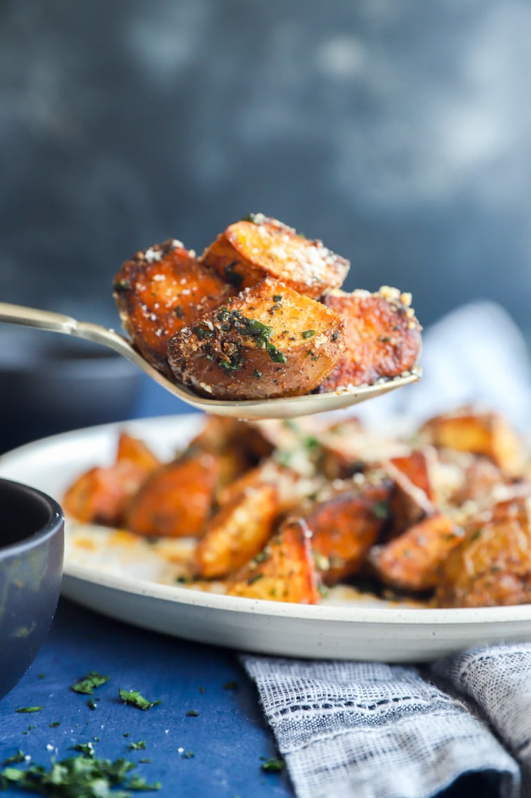 Fried mexican potatoes on spoon image