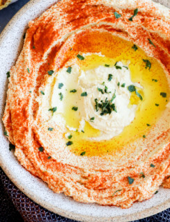 homemade greek style hummus in a bowl