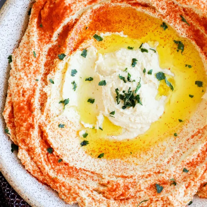 homemade greek style hummus in a bowl