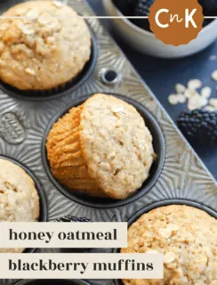 Honey blackberry oatmeal muffins pinterest graphic