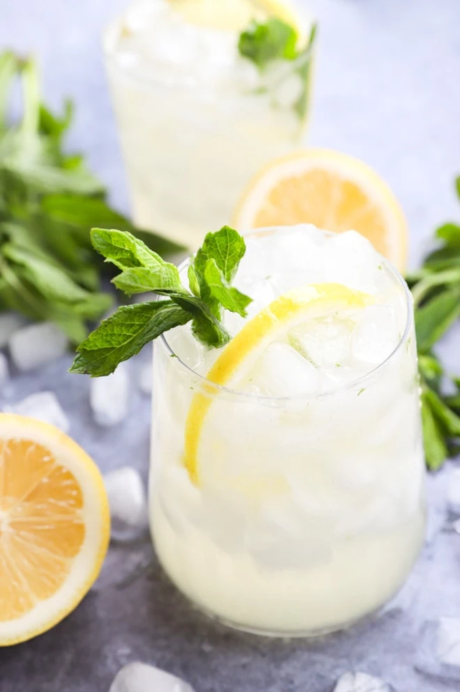 Photo of lemony cocktails in glasses