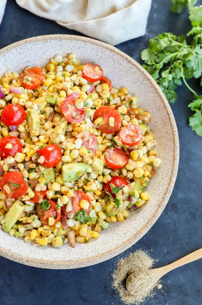 Bowl of a chaat masala mixture for a side dish picture