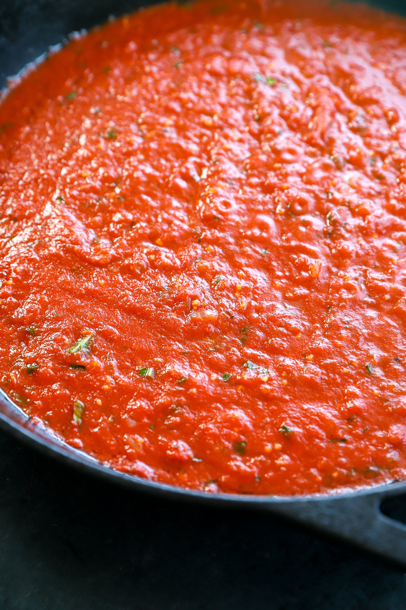 Image of Italian tomato sauce in a skillet