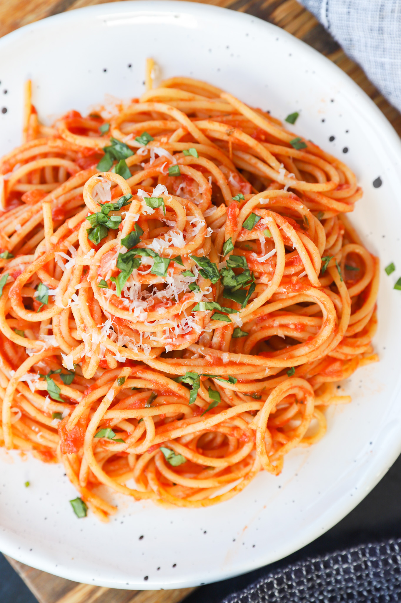 Image of a plate of pasta napoli