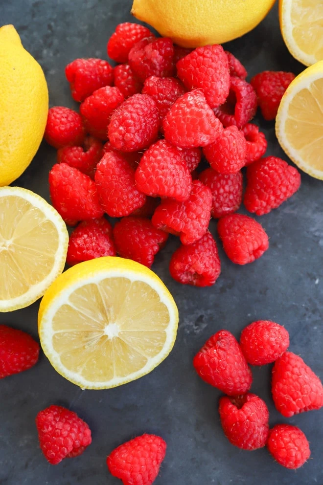 Ingredients for a raspberry vodka lemonade