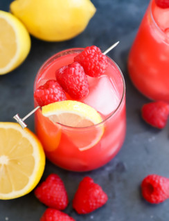 Raspberry vodka lemonade in glasses picture