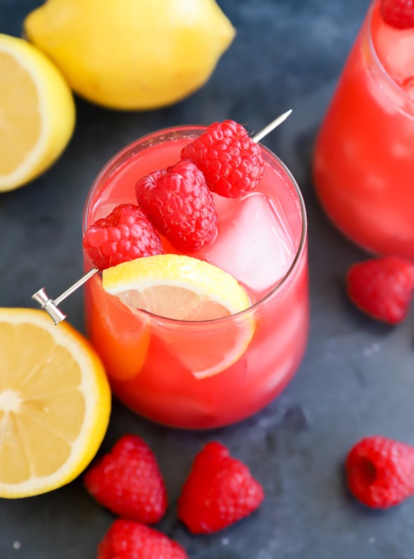 Raspberry vodka lemonade in glasses picture