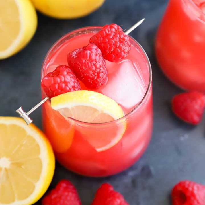 Raspberry vodka lemonade in glasses picture