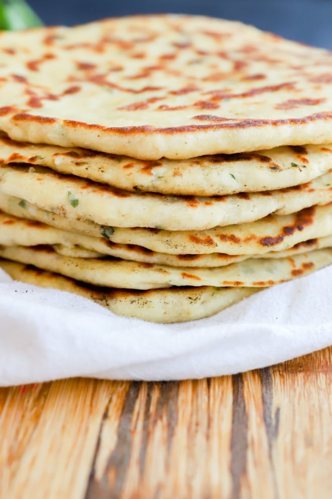 Stack of herb flatbread