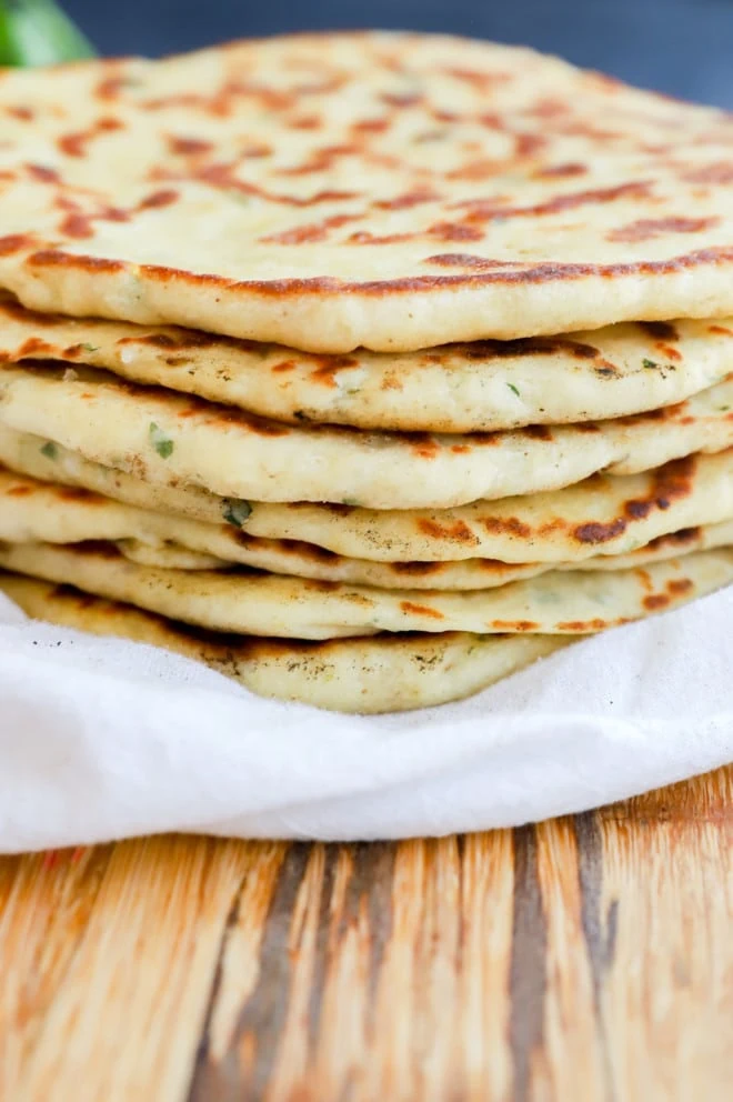 Stack of herb flatbread