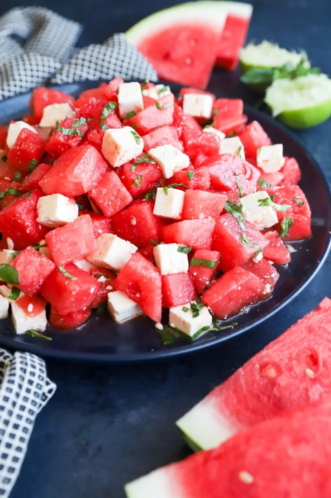 Image of a large summer salad on a plate ready to be served