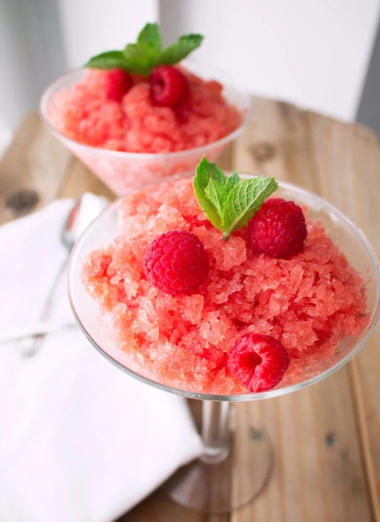 watermelon granita in a glass