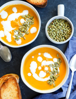 Image of pumpkin soup in bowls